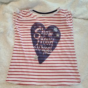 Osh Kosh size 14 girls Americana 4th of July cap sleeve stripe red white blue